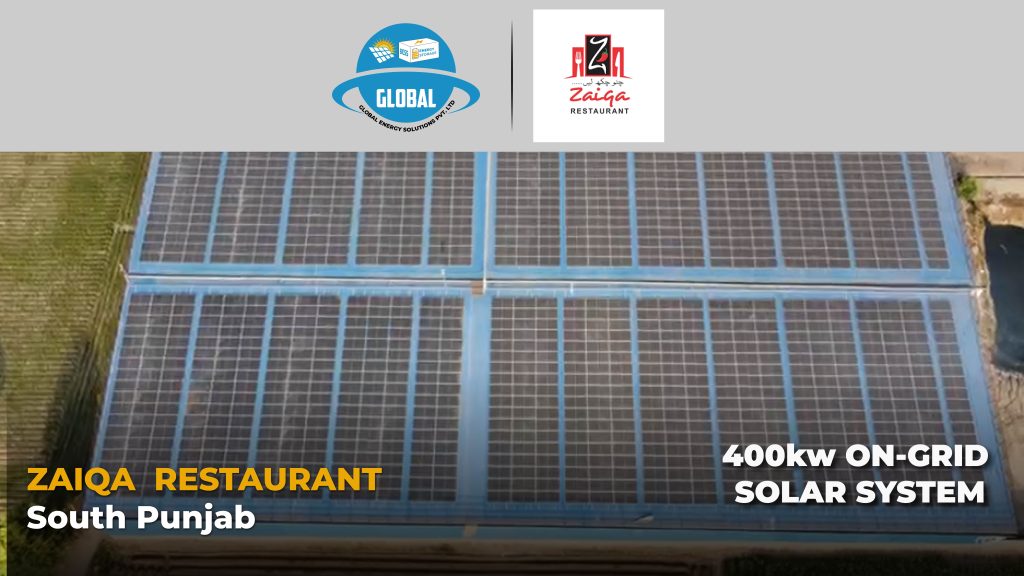 400 kW industrial solar system at Zaiqa Restaurant by Global Energy Solution.