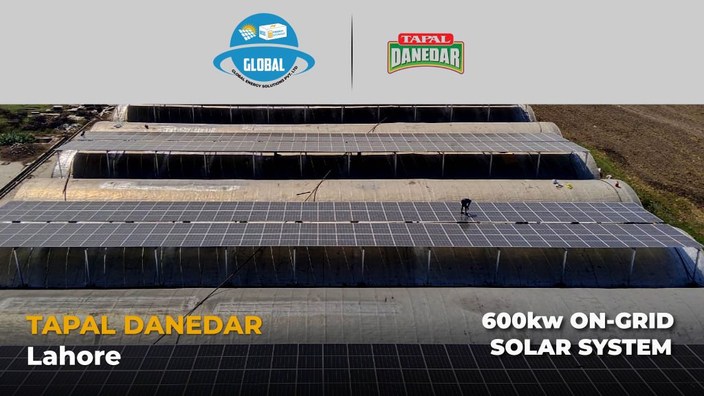 600 kW industrial solar system at Tapal Danedar, Lahore by Global Energy Solution.