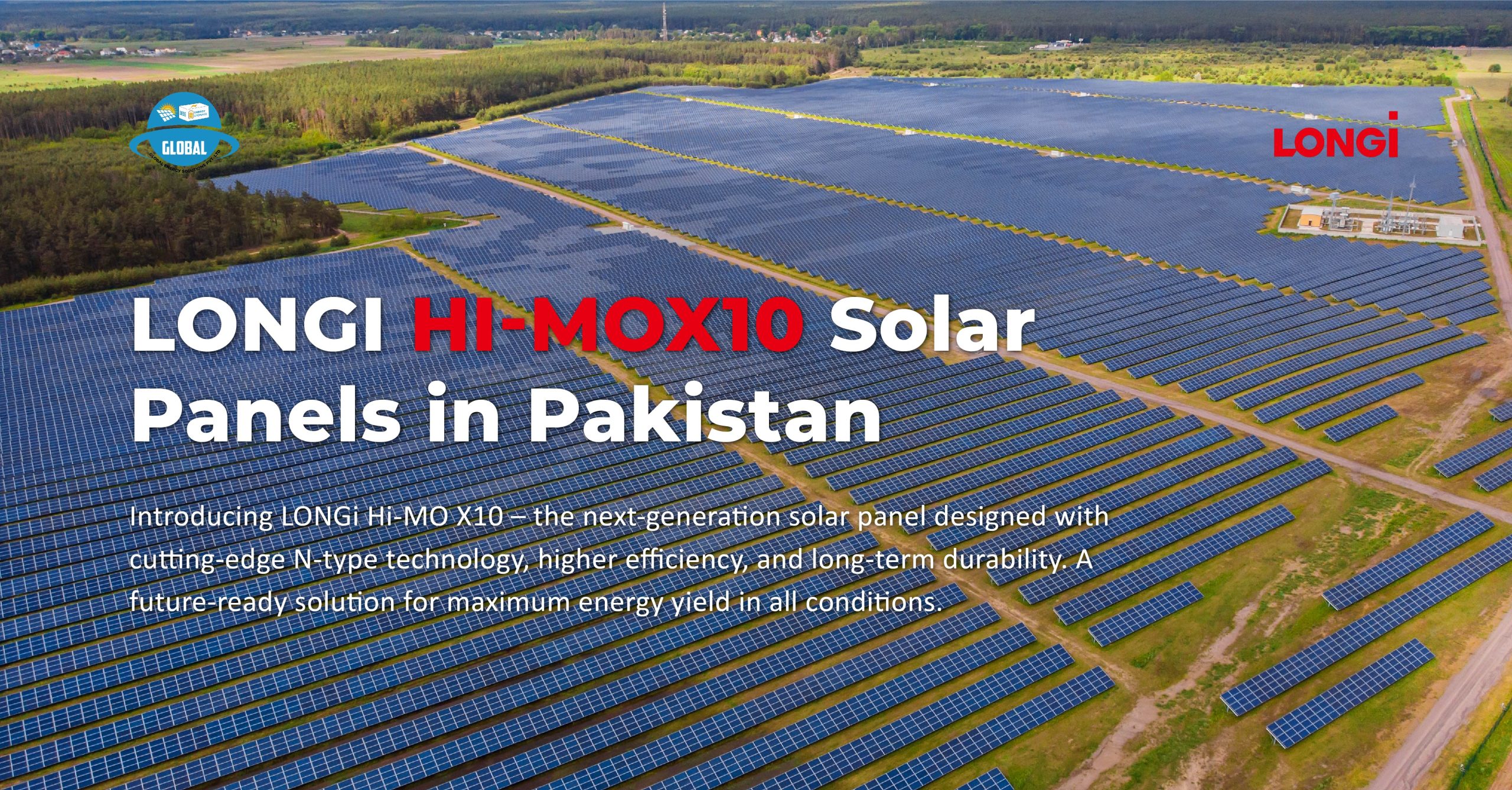 LONGi Hi-MO X10 solar panels installed in Pakistan, showcasing advanced N-type technology and high-efficiency solar performance.